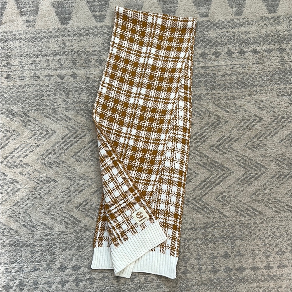 Mustard and White Plaid Timberland Knit Scarf
